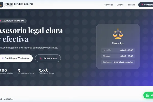 Vista previa del sitio web para Servicios Profesionales - Abogados - Estudio Juridico Central