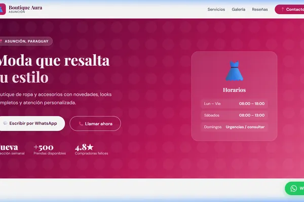 Vista previa del sitio web para Ropa / Boutique - Boutique Aura
