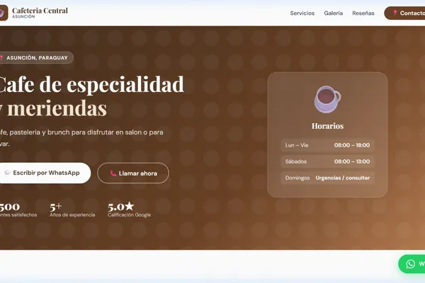 Vista previa del sitio web para Cafeteria - Cafeteria Central
