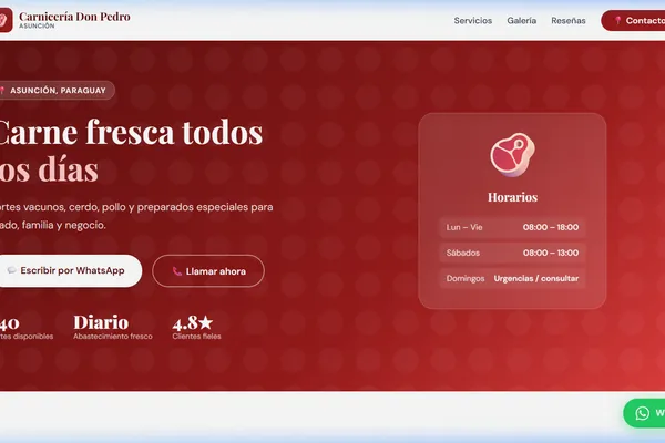 Vista previa del sitio web para Carnicería - Carnicería Don Pedro