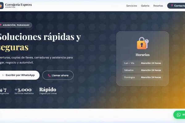 Vista previa del sitio web para Cerrajería - Cerrajería Express