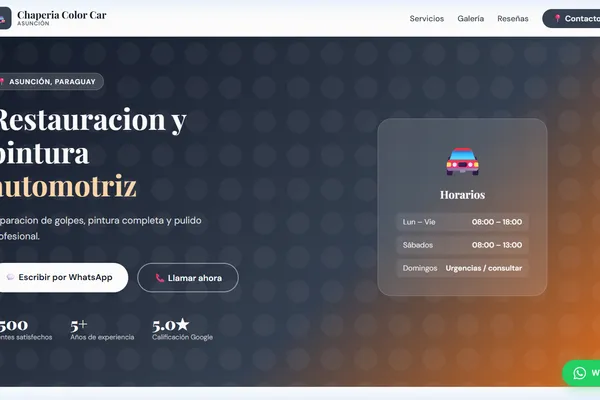 Vista previa del sitio web para Chaperia y Pintura - Chaperia Color Car
