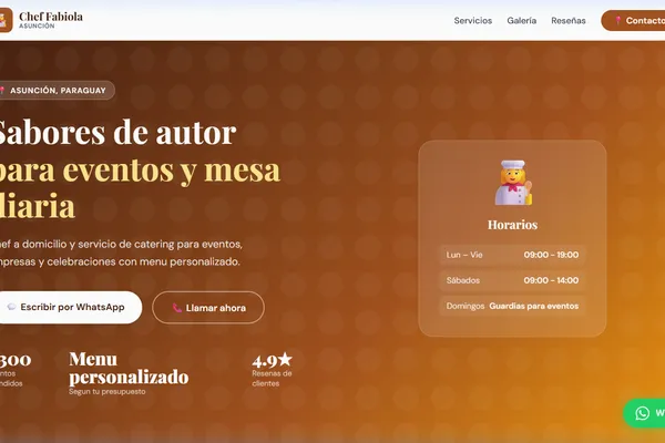 Vista previa del sitio web para Chef / Catering - Chef Fabiola