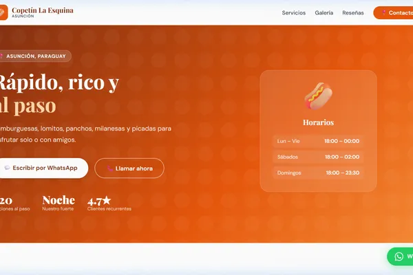 Vista previa del sitio web para Copetín - Copetín La Esquina
