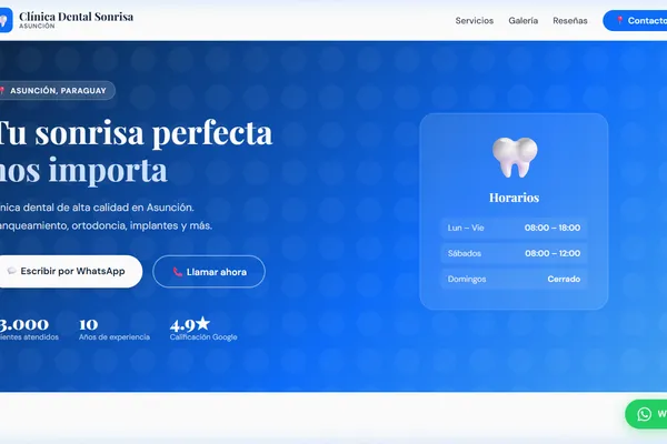 Vista previa del sitio web para Odontología - Clínica Dental Sonrisa