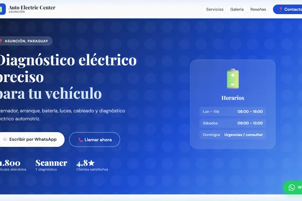 Vista previa del sitio web para Electricidad del Automóvil - Auto Electric Center