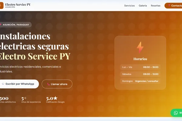 Vista previa del sitio web para Servicios Profesionales - Electricista - Electro Service PY