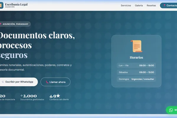 Vista previa del sitio web para Escribanía - Escribanía Legal