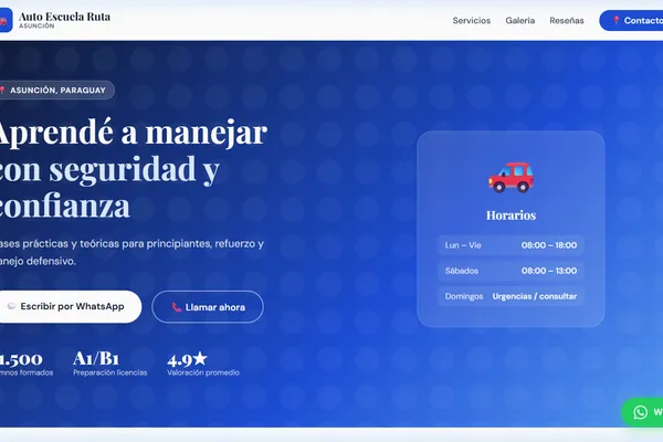 Vista previa del sitio web para Escuela de Manejo - Auto Escuela Ruta