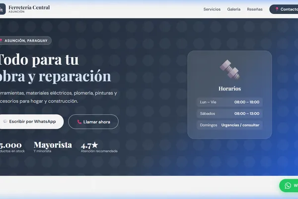 Vista previa del sitio web para Ferretería - Ferretería Central