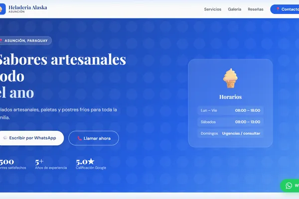 Vista previa del sitio web para Heladeria - Heladeria Alaska