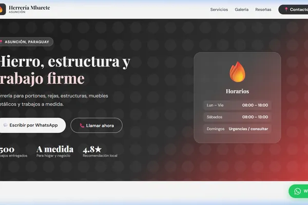 Vista previa del sitio web para Herrería - Herrería Mbarete