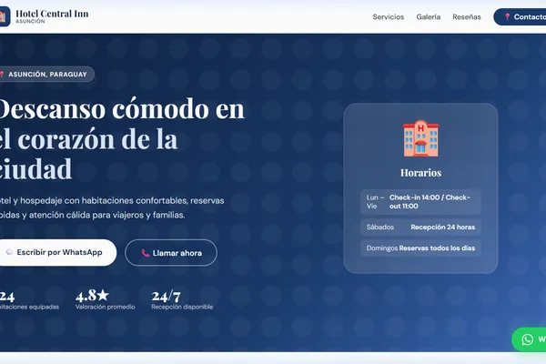 Vista previa del sitio web para Hotel / Hospedaje - Hotel Central Inn