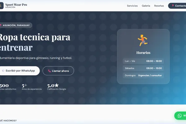 Vista previa del sitio web para Indumentaria Deportiva - Sport Wear Pro