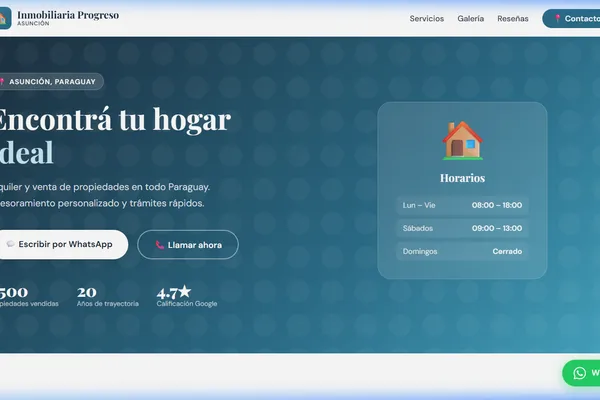 Vista previa del sitio web para Inmobiliaria - Inmobiliaria Progreso