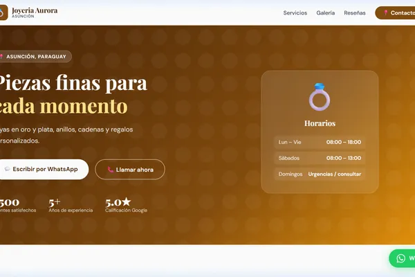 Vista previa del sitio web para Joyeria - Joyeria Aurora