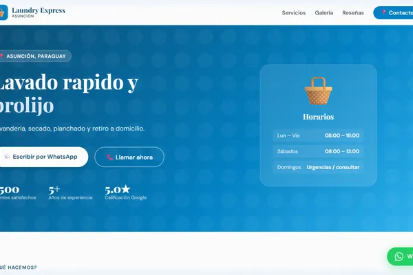 Vista previa del sitio web para Laundry - Laundry Express