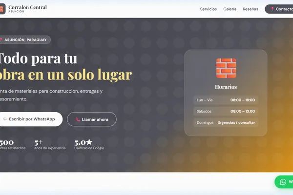 Vista previa del sitio web para Materiales de Construccion - Corralon Central