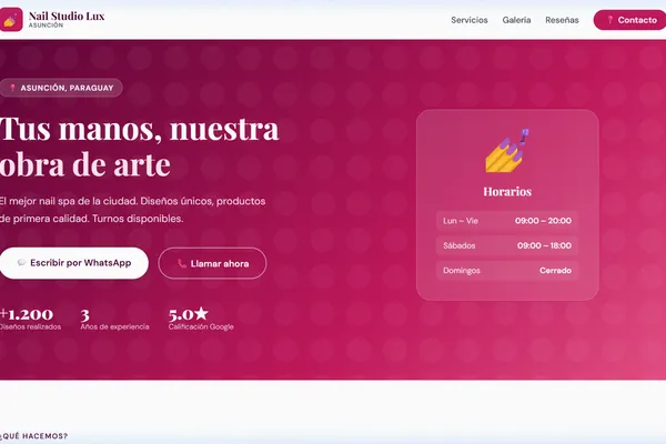 Vista previa del sitio web para Nail Spa - Nail Studio Lux