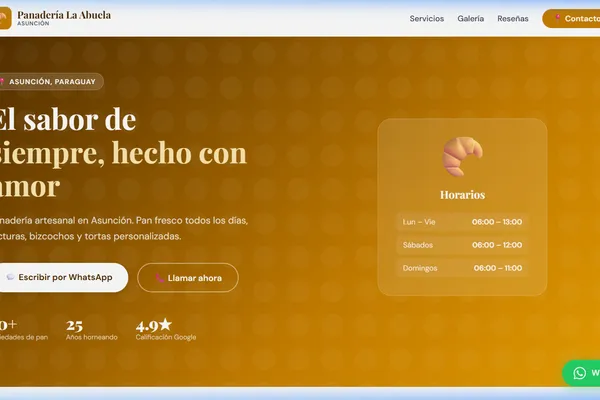 Vista previa del sitio web para Panadería - Panadería La Abuela