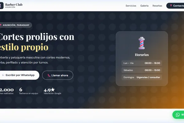 Vista previa del sitio web para Peluquería Masculina - Barber Club