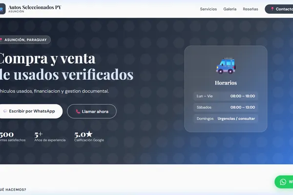 Vista previa del sitio web para Playa de Autos Usados - Autos Seleccionados PY