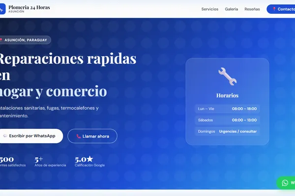 Vista previa del sitio web para Servicios Profesionales - Plomeria - Plomeria 24 Horas