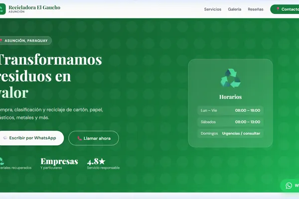 Vista previa del sitio web para Recicladora - Recicladora El Gaucho