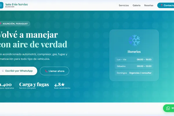 Vista previa del sitio web para Refrigeración del Automóvil - Auto Frío Service