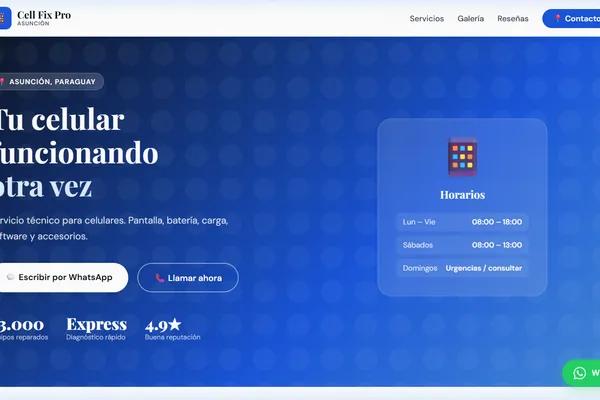 Vista previa del sitio web para Reparación de Celulares - Cell Fix Pro
