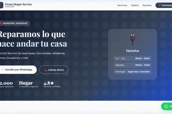 Vista previa del sitio web para Reparación Electrodomésticos - Tecno Hogar Service