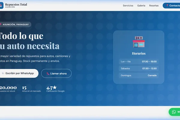 Vista previa del sitio web para Casa Repuestos - Repuestos Total
