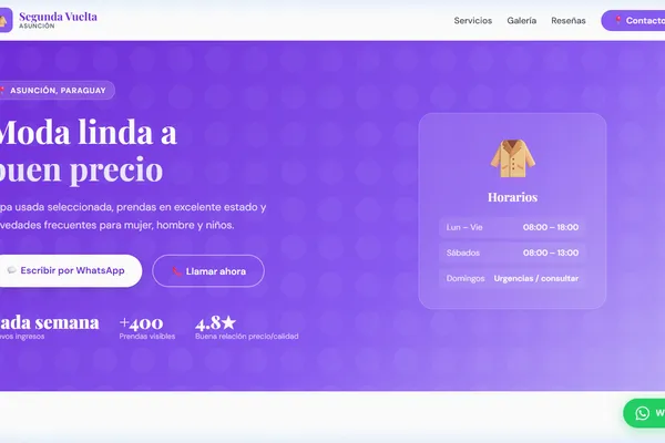 Vista previa del sitio web para Ropa Usada - Segunda Vuelta
