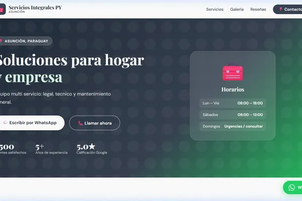 Vista previa del sitio web para Servicios Profesionales - Servicios Integrales PY