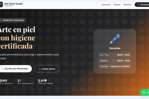 Vista previa del sitio web para Tatuajes y Piercing - Ink Point Studio