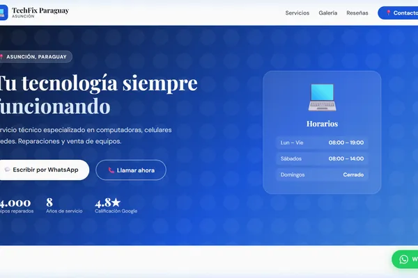 Vista previa del sitio web para Tecnología - TechFix Paraguay