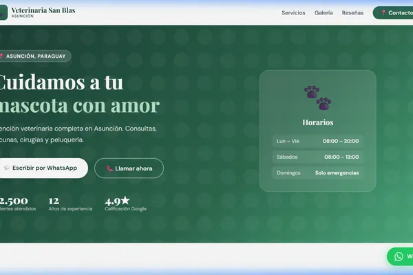 Vista previa del sitio web para Veterinaria - Veterinaria San Blas